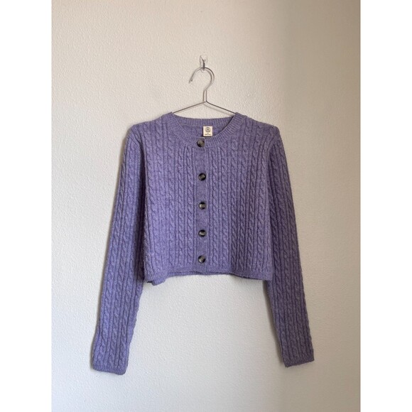 Urban Outfitters Sweaters - Urban Outfitters Cable Knit Cardigan in Purple Size SMALL